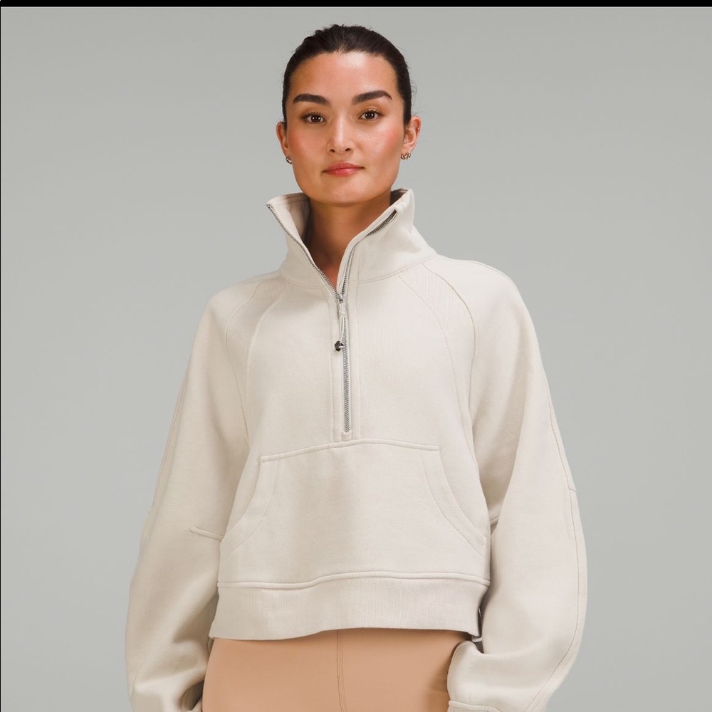 Scuba oversized funnel half zip in natural ivory